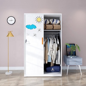 Design semplice moderno bianco 2 porte scorrevoli in acciaio camera da letto bambino in metallo armadio in acciaio <span class=keywords><strong>armadietto</strong></span> per Hotel e magazzino uso - Product Image 2