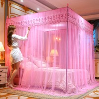 Baldaquin de Luxe Style Palais Royal avec Support, Moustiquaire pour Lit King Size Adulte