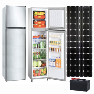 Energy Saving Double Door Factory 260L 12V 24V Solar <b>Fridge</b> Freezer Refrigerator Dc Solar <b>Fridge</b> Freezer - Product Image 1