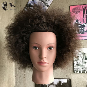 Tête de mannequin africaine en <span class=keywords><strong>cheveux</strong></span> humains naturels Remy indiens, style <span class=keywords><strong>Afro</strong></span> Yaki bouclé, 8 pouces, pour la pratique en salon, tresses et coupes de <span class=keywords><strong>cheveux</strong></span> - Product Image 5