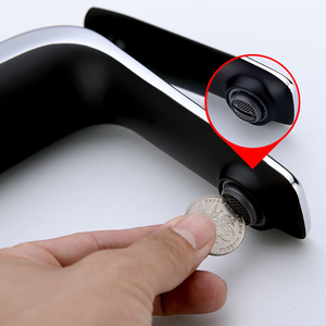 Grifo de Lavabo SANIPRO de una sola manija, color plateado y negro, serie de lujo, grifo mezclador de latón macizo para lavabo, grifo de baño con agua fría y caliente - Product Image 4