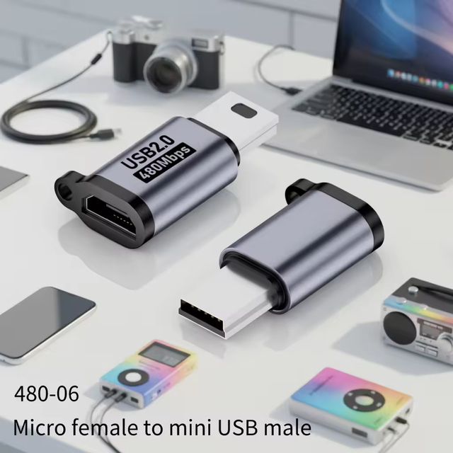 Universal Charging Adapter 480Mbps Micro Usb C Male to Type c Female Adapter 12W 2.1A Power Rate Type C to 8 Pin Port Converter