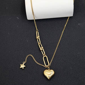 Collar personalizado de acero inoxidable 316L con colgante chapado en oro PVD de 14K/18K, joyería fina de moda con cierre de herradura y corazón para mujer. - Product Image 2