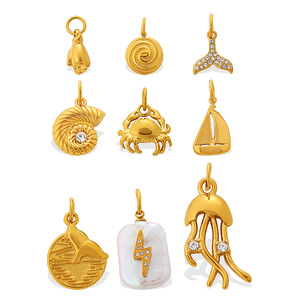 จี้รูปสัตว์ทะเลสไตล์ยุโรป ทำจากโลหะผสมสังกะสี ชุบทอง รูปปลาโลมา ปลาดาว เปลือกหอยมุก สำหรับทำเครื่องประดับ DIY ของขวัญสำหรับทุกเพศ - Product Image 5