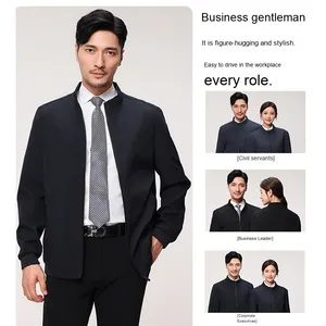 Áo khoác nhẹ sang trọng dành cho nam Đơn giản và ngắn gọn Áo khoác nam doanh nhân kiểu dáng quý phái Thoải mái Áo khoác mềm mại trơn dành cho nam - Product Image 4