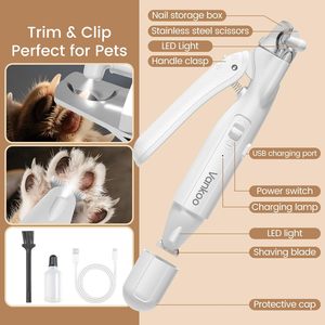 In plastica bianca per animali domestici toelettatura <span class=keywords><strong>cane</strong></span> gatto tagliaunghie taglierina con luce - Product Image 4