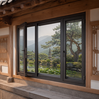 Ventana Corredera Moderna de Aluminio con Doble Vidrio Templado, Marco con Recubrimiento en Polvo, Rotura de Puente Térmico y Mosquitera para Edificios de Apartamentos