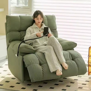 Новое велюровое кресло-реклайнер с регулируемой спинкой, обеденный стул в скандинавском стиле с акцентами из микрофибры для гостиной - Product Image 1