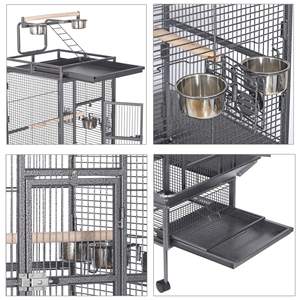 Volière en fer forgé sur mesure avec une grande cage verticale pour oiseaux de compagnie, cage à oiseaux en métal. - Product Image 6