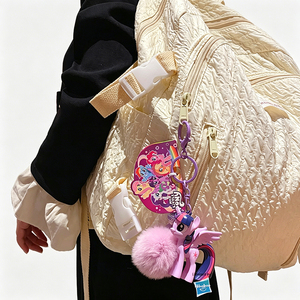 Porte-clés 3D My Little Pony avec perles et pompon, figurine cheval mignonne, breloque pour sac à dos, cadeau pour enfants, vente en gros - Product Image 6