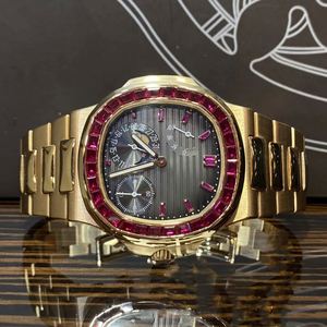 Relojes Mecánicos Automáticos Cuadrados de Oro Rosa con Rubí Personalizados al por Mayor, Reloj de Moissanita, Reloj de Pulsera de Lujo Dorado OEM - Product Image 1