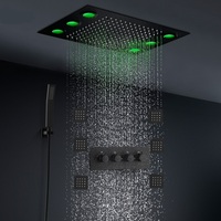 Hm ensemble de douche led pluie en acier inoxydable de style moderne monté au plafond 360x500mm robinet complet noir