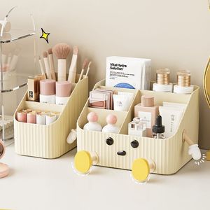 Cosmetic Storage Box Beige <b>Large</b> Space Saving Organizer For Makeup Skincare Lipstick <b>Desk</b> Drawer - Product Image 1
