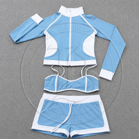 Nouveautés Y2K : Ensemble loungewear 2 pièces pour femme avec veste zippée et short patchwork color block, personnalisable avec logo