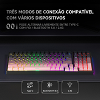 Teclado para Juegos FURYCUBE K99 PRO con Batería de 4000 mAh Intercambiable en Caliente, 99 Teclas, Teclas PBT, Retroiluminación RGB, 2.4G+BT+Cableado, Diseño Gasket