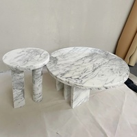 Table basse moderne en marbre Calacatta Viola naturel - Écologique et durable pour chambre, salon et bar à domicile