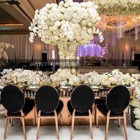 Chaise de mariage en velours noir de luxe en gros, événement doré