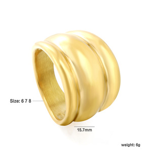 แหวนแฟชั่นสามชั้นโค้งสแตนเลสดีไซน์เรขาคณิตของขวัญเครื่องประดับสตรี - Product Image 4