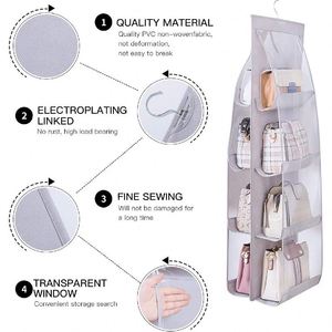 Sac de rangement suspendu multifonctionnel de qualité supérieure, anti-poussière et durable, avec 8 poches en PVC - Product Image 5