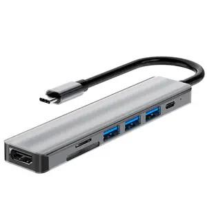 Dock Ekspansi Konverter Komputer Layar Proyeksi HD 4K @ 30Hz Kabel DMI USB-C Stasiun Docking Tipe-c Kustom Pabrik