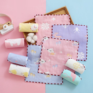 Lingettes en coton pour bébé Jianmu 25x25 cm avec bordure jacquard, serviettes pour nourrissons - Product Image 4