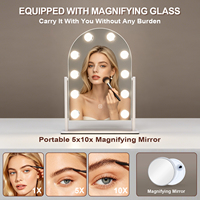 Manufacturer LED Arch Metal+Glass Freestanding Home Use Vanity Mirror 10 Dimmable Bulbs Touch Screen Detachable