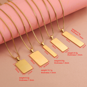 Colliers vierges en acier inoxydable 316L plaqué or PVD 14K 18K, étanches, avec logo personnalisé, pour gravure – Bijoux fins - Product Image 3