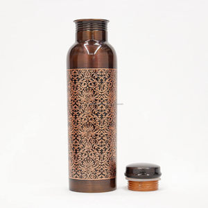 100% Pure Handmade New Style Copper Metal Bottle Hammered Water Bottle Enamel Printed Travelling And Gym <b>Drinkware</b> - Product Image 5