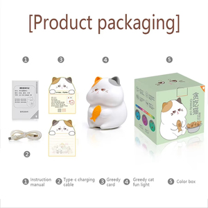 Lampada Notturna Gatto Gluttono Ricaricabile in Silicone con Sensore Touch, Divertente Lampada Gatto e Pesce, Luce Animale per Comodino e Scrivania - Product Image 6