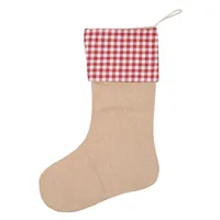 Chaussettes de Noël personnalisées en toile de jute rayée, grands sacs cadeaux monogrammés à carreaux pour la décoration de cheminée familiale des fêtes