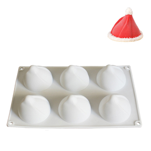 Moule à gâteau en silicone Darklight à 6 cavités en forme de chapeau de Noël, logo personnalisé, design créatif pour boulangerie, pâtisserie française, outils de cuisson - Product Image 1