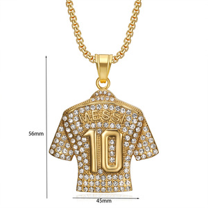 Hiphop Football Star <span class=keywords><strong>Messi</strong></span> titanio acero 18K chapado en oro No.10 No 30 deporte <span class=keywords><strong>camisa</strong></span> Jersey colgante joyería Collar para Unisex - Product Image 5