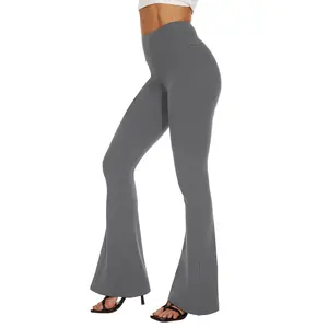 Fabriek Custom Logo Laars Cut Vrouwen Leggings Duurzaam Materiaal Yoga Hoge Taille Flare Broek Voor Vrouwen