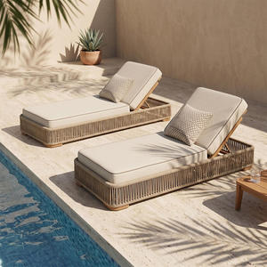 Cama de Exterior de Mimbre de Lujo, Muebles Contemporáneos para Piscina, Silla de Mimbre Comercial para Piscina, Muebles de Exterior para Hotel - Product Image 3