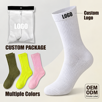 Chaussettes côtelées personnalisées avec logo, vente en gros, chaussettes de sport en coton doux et respirant, chaussettes athlétiques unisexes personnalisées, fabrication OEM