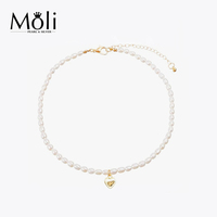 Collier en or plaqué 14 carats avec pendentif cœur classique et perles Edison AAA de 6-7 mm pour femmes et enfants, cadeau de fête ou de Saint-Valentin