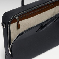 Porte-documents de luxe en cuir de veau pleine fleur avec logo personnalisé, poignée en cuir, dimensions personnalisables, toutes saisons