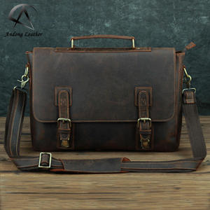Maletín de Cuero Crazy Horse para Hombre, Marca Andong, Retro, de Piel Vacuna Genuina, Bolsa de Mensajero, para Portátil de 15.6 Pulgadas, Bolsos de Negocios - Product Image 1
