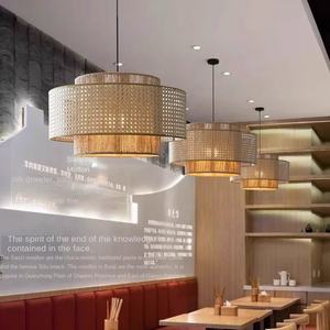 Japanischer Stil Leise Wind-Eisen-LED-Pendelleuchte Verstellbar Wohnzimmer 5 Jahre Garantie <span class=keywords><strong>Rattan</strong></span>-Lampenschirm - Product Image 6