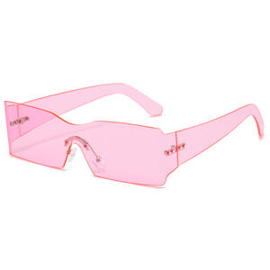 Lunettes De soleil sans monture femmes Rectangle lunettes femme 2025 mode hommes marron nuances quatre lentilles conception une pièce lunettes Gafas De <span class=keywords><strong>Sol</strong></span> - Product Image 5