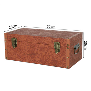 Hòm đựng đồ bằng da dập nổi cổ điển, trang trí, có khóa và đinh tán kim loại giả cổ - Product Image 2