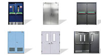 Portes de circulation modernes à double action en acier inoxydable avec moustiquaire en fibre de verre, portes battantes personnalisées anti-impact pour hôtel