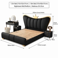 Luxuriöses Modernes Gepolstertes Kunstleder-Bettgestell mit Kronen-Kopfteil Prinzessinnen-Doppelbett für Zuhause Schlafzimmer Hotel
