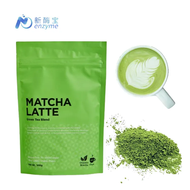 Novenzyme grosir menyesuaikan kaleng/kantong organik Matcha Latte bubuk instan Matcha Latte campur bubuk hijau minuman teh