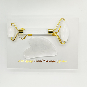 Ensemble de rouleaux de jade blanc et de Gua Sha avec boîte, rouleau de massage en jade blanc, Gua Sha - Product Image 2