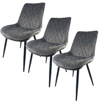 Chaise de salle à manger de luxe pour usage commercial, revêtement en tissu velours, dossier classique à carreaux, avec pieds en métal