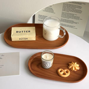 NEWELL Plateau de service Plats peu profonds Plateau de service en bois pour les fêtes Plateau de table à thé et à café - Product Image 2