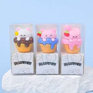 Sacapuntas de Silicona con Forma de Helado de Fresa, Diseño Creativo y Divertido de Animales de Dibujos Animados, para Material Escolar - Product Image 2