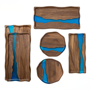 Nouvelle Planche à Découper en Bois d'Acacia et Résine, <span class=keywords><strong>Plateau</strong></span> de Service pour Steak, Planche à Fromage en Époxy pour Usage Domestique, Idéal comme Cadeau - Product Image 1