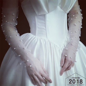 Gants longs en Tulle perlés, couleur unie, <span class=keywords><strong>Transparent</strong></span>, Ultra mince, coude de mariée, à la mode, 2023 - Product Image 6